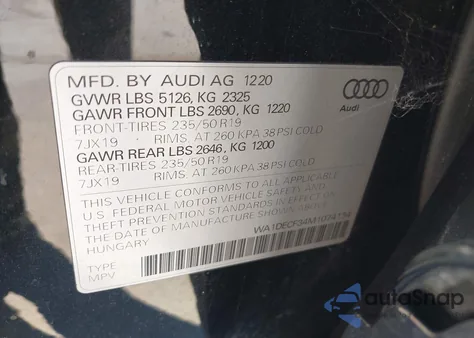 2021 Audi Q3 Premium 45 Tfsi S Line Quattro Tiptronic из США, поврежденный, VIN WA1DECF34M1074134